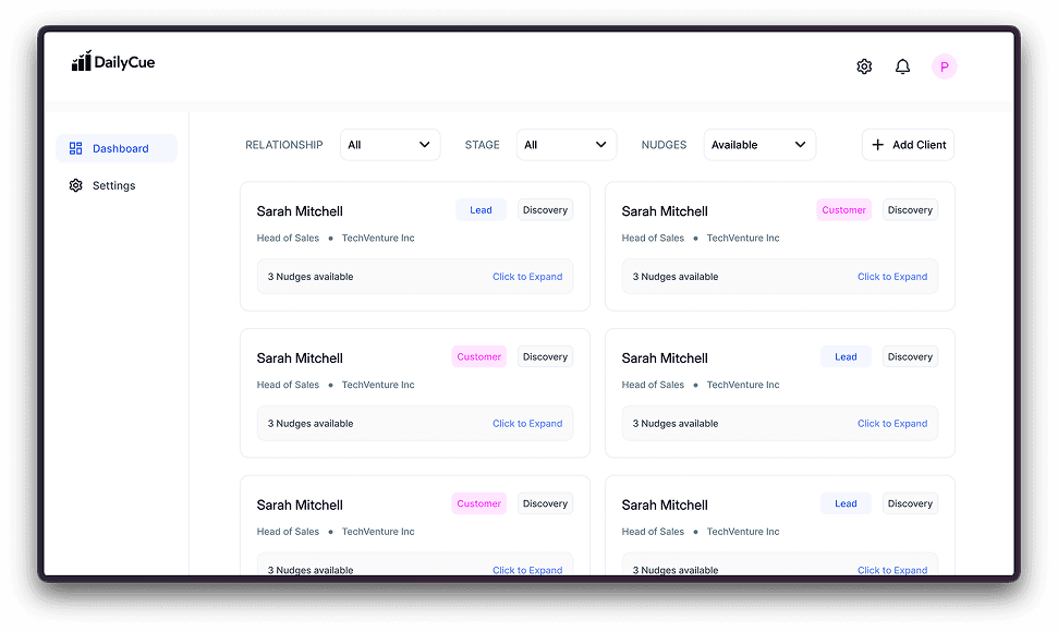 DailyCue Dashboard